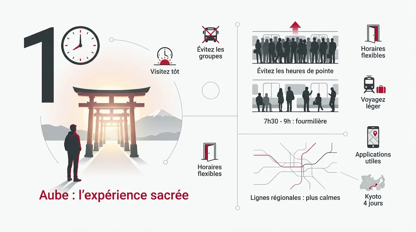 Temple japonais paisible au lever du soleil sans aucun touriste
